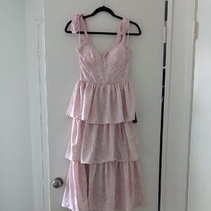 Lulu's Blush Pink Jacquard Sweetheart Dress
